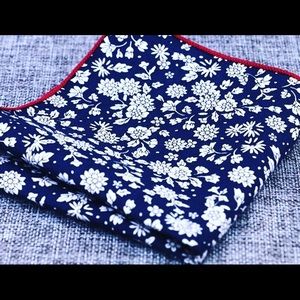 Blue and white pocket square